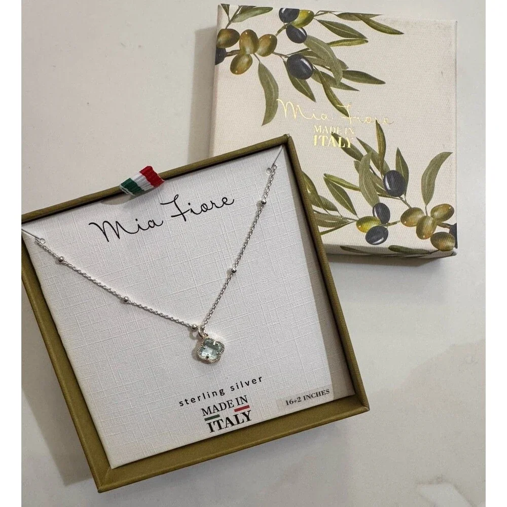 Mia Fiore 925 Sterling Silver Clover Crystal Pendant Necklace 16+2